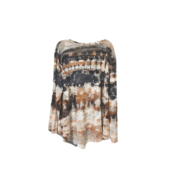 Erin London Women's Mesh Style Aztec Print Long Sleeve Shirt Size 3X - Picture 2 of 6